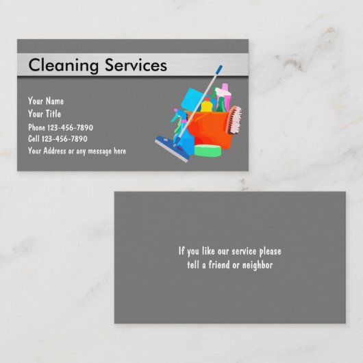 Carte De Visite Services de nettoyage Conception simple et moderne (Devant / Derrière)