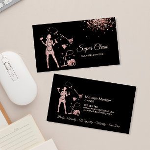 Carte De Visite Services de nettoyage de bureau Femme de ménage En