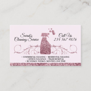 Carte De Visite Services de nettoyage de classe ornementale rose