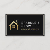 Carte De Visite Services de nettoyage de code QR Black Gold Minima (Devant)