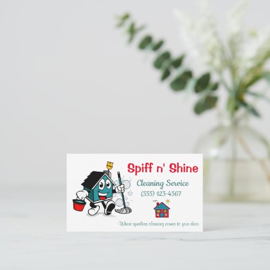 Carte De Visite Services De Nettoyage De Conception De Maison De C (Debout devant)