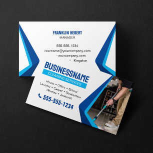Carte De Visite Services de nettoyage de la Maison Bleue Femme de 