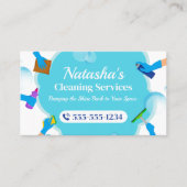 Carte De Visite Services de nettoyage de la maison bleue Garde-mai (Devant)