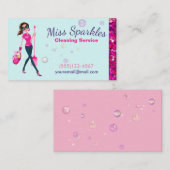 Carte De Visite Services de nettoyage de la maison de femme de cha (Devant / Derrière)