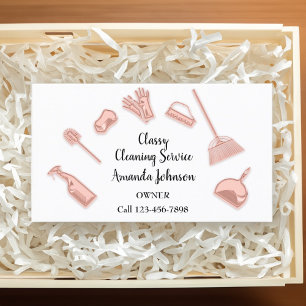 Carte De Visite Services de nettoyage de la maison Gold Logo Maid 