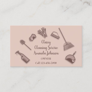 Carte De Visite Services de nettoyage de la maison Logo Rose Burea