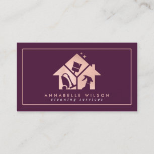Carte De Visite Services de nettoyage de la maison rose Gold