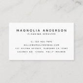 Carte De Visite Services de nettoyage de la maison rose Gold Foil (Dos)