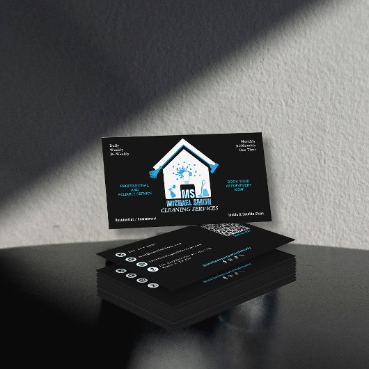 Carte De Visite Services de nettoyage de logo simple professionnel