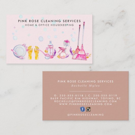 Carte De Visite Services de nettoyage de maison (Devant / Derrière)