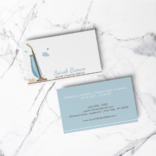 Carte De Visite Services de nettoyage de maison à aspirateur bleu