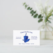 Carte De Visite Services de nettoyage de maison bleus simples (Debout devant)