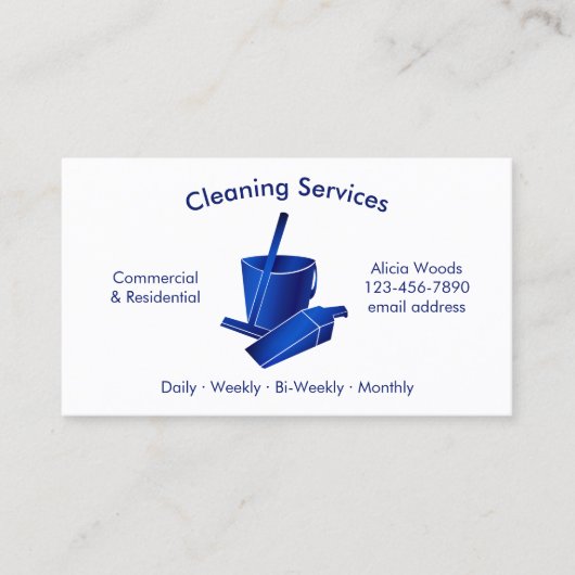 Carte De Visite Services de nettoyage de maison bleus simples (Devant)