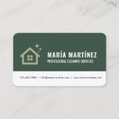 Carte De Visite Services de nettoyage de maison Code QR vert (Devant)