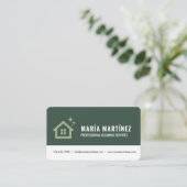 Carte De Visite Services de nettoyage de maison Code QR vert (Debout devant)