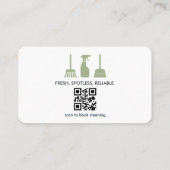 Carte De Visite Services de nettoyage de maison Code QR vert (Dos)