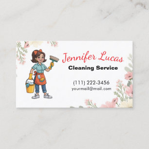 Carte De Visite Services de nettoyage de maison de bonne de dessi