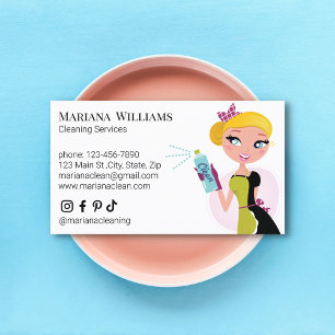 Carte De Visite services de nettoyage de maison de dessin animé mi