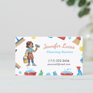 Carte De Visite Services de nettoyage de maison de femme de chambr