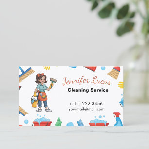 Carte De Visite Services de nettoyage de maison de femme de chambr