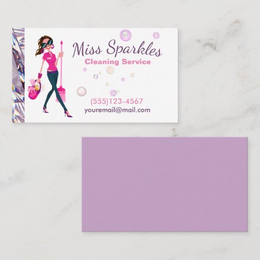 Carte De Visite Services de nettoyage de maison de femme de ménage (Devant / Derrière)