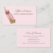 Carte De Visite Services De Nettoyage De Maison De Fille Rose (Devant / Derrière)