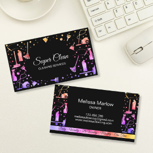 Carte De Visite Services de nettoyage de maison de ménage unique p
