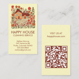 Carte De Visite Services de nettoyage de maison Floral Farmhouse