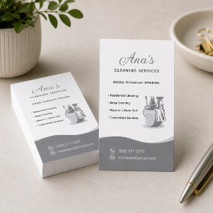 Carte De Visite Services de nettoyage de maison Gris