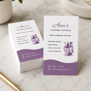 Carte De Visite Services de nettoyage de maison Mauve