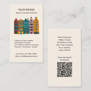 Carte De Visite Services de nettoyage de maison personnalisés QR