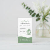 Carte De Visite Services de nettoyage de maison Vert (Debout devant)