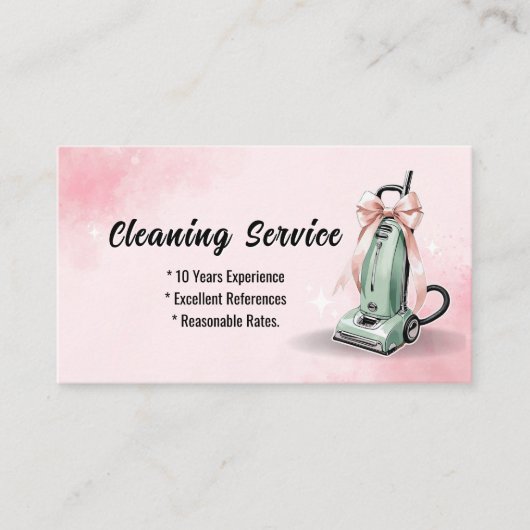 Carte De Visite Services de nettoyage de maisons à vide vert (Devant)