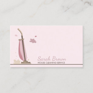 Carte De Visite Services de nettoyage de maisons roses blanches