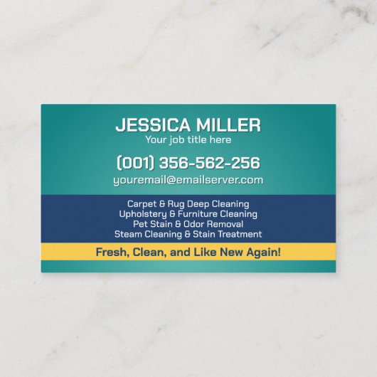 Carte De Visite Services de nettoyage de tapis et d'Upholstery (Dos)