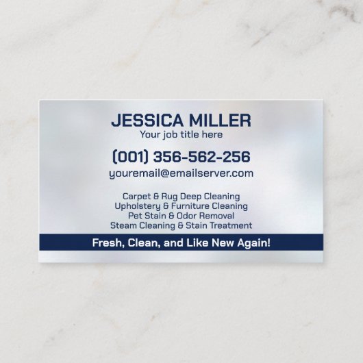 Carte De Visite Services de nettoyage de tapis et d'Upholstery (Dos)