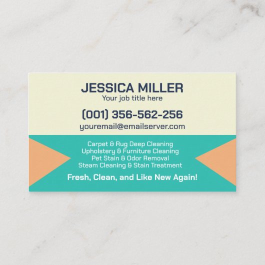 Carte De Visite Services de nettoyage de tapis et d'Upholstery (Dos)