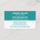 Carte De Visite Services de nettoyage de tapis et d'Upholstery (Dos)