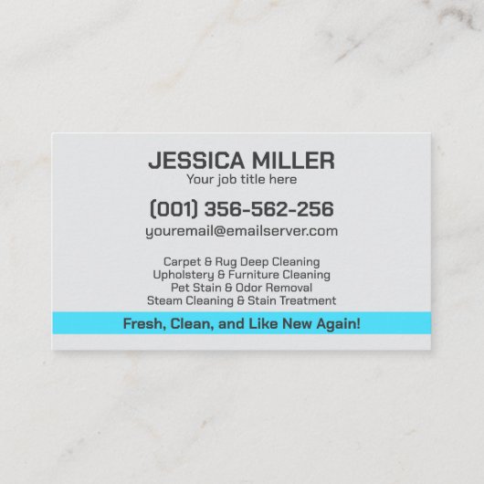 Carte De Visite Services de nettoyage de tapis et d'Upholstery (Dos)