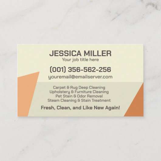 Carte De Visite Services de nettoyage de tapis et d'Upholstery (Dos)