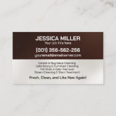 Carte De Visite Services de nettoyage de tapis et d'Upholstery (Dos)