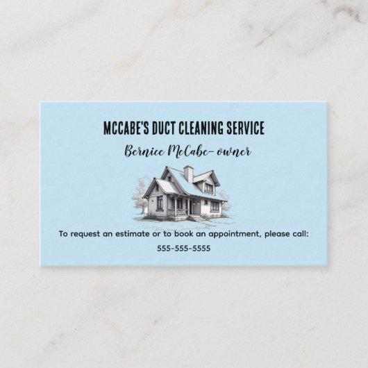 Carte De Visite Services de nettoyage des conduits modifiables (Devant)