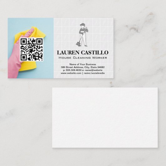 Carte De Visite Services de nettoyage des maisons | Analyse QR (Devant / Derrière)
