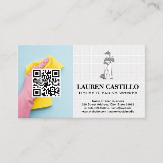 Carte De Visite Services de nettoyage des maisons | Analyse QR (Devant)