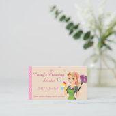 Carte De Visite Services De Nettoyage Des Maisons De Cartoon Cute  (Debout devant)