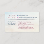 Carte De Visite Services de nettoyage - Design de style aquarelle  (Dos)