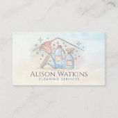 Carte De Visite Services de nettoyage - Design de style aquarelle (Devant)