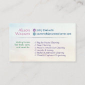 Carte De Visite Services de nettoyage - Design de style aquarelle  (Dos)