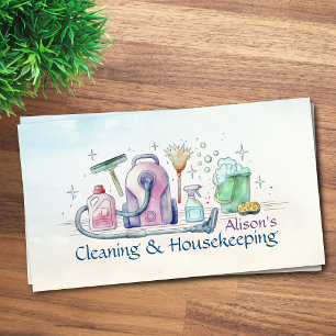 Carte De Visite Services de nettoyage - Design de style aquarelle 
