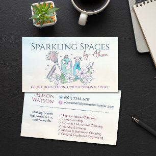Carte De Visite Services de nettoyage - Design de style aquarelle 